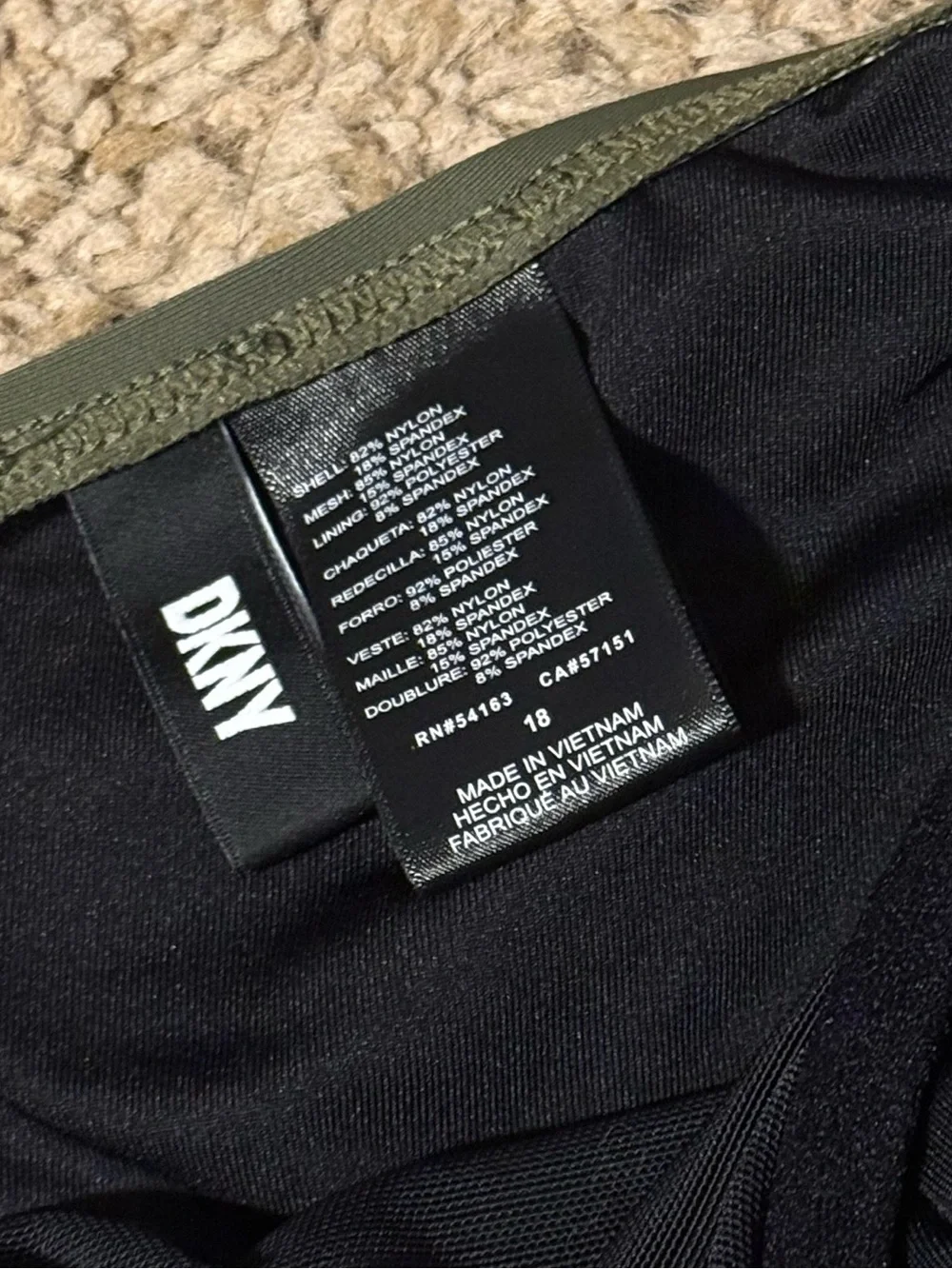 DKNY Olive Green and Black One-Piece Swimsuit - Picture 3 of 5